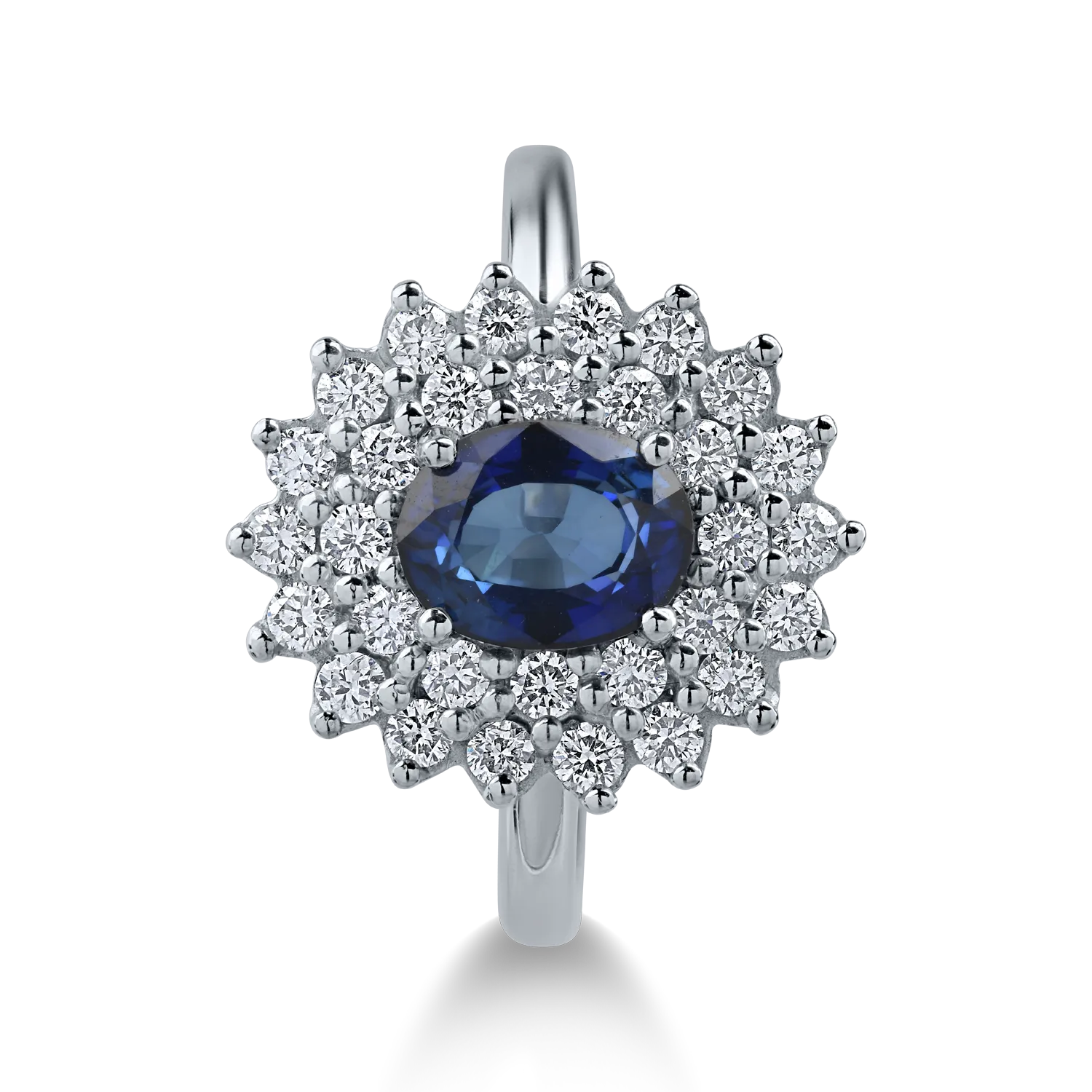 White gold ring with 1.37ct sapphire and 0.64ct diamonds