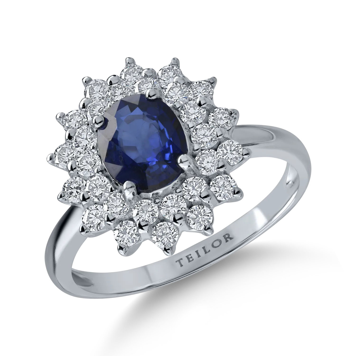 Fehérarany gyűrű 1.19ct zafírral és 0.72ct gyémánttal