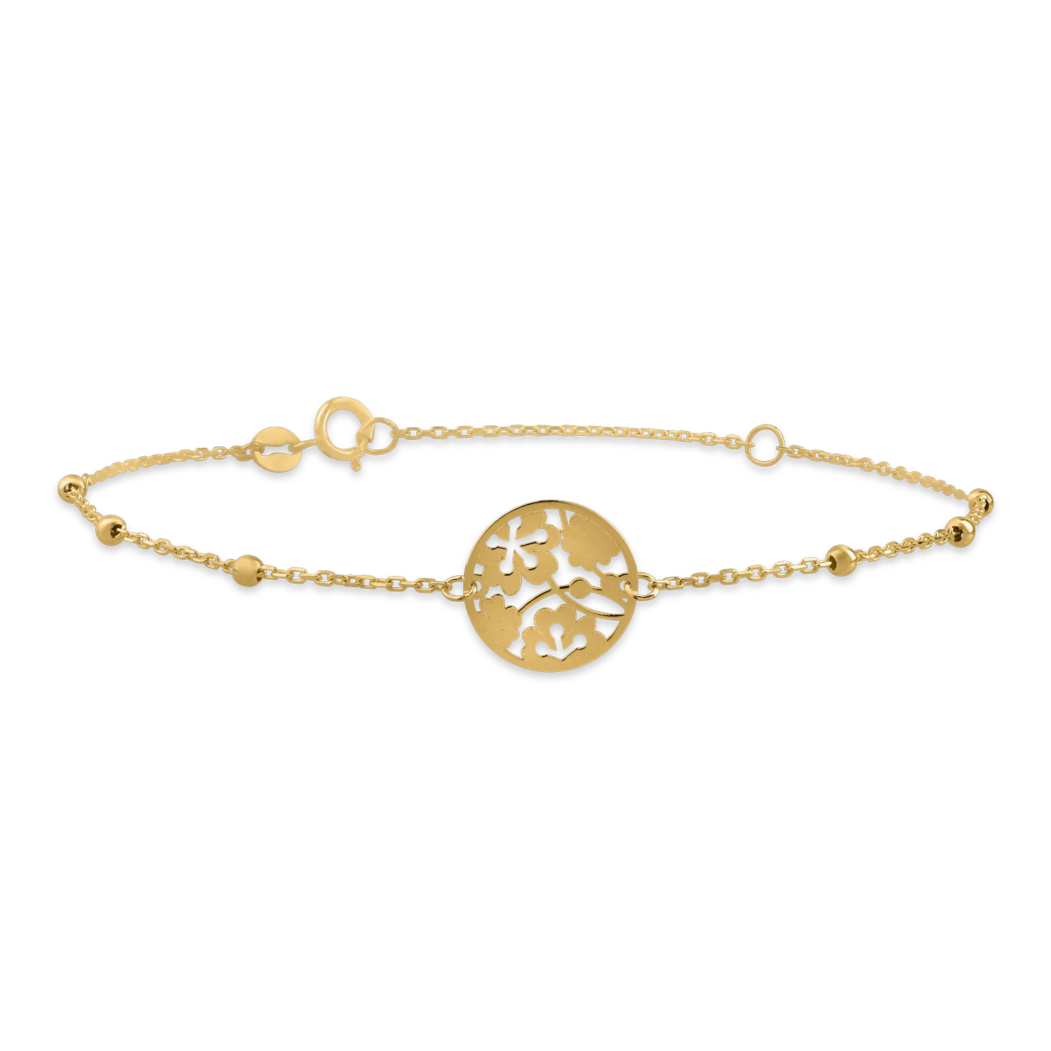 Yellow gold floral pendant bracelet