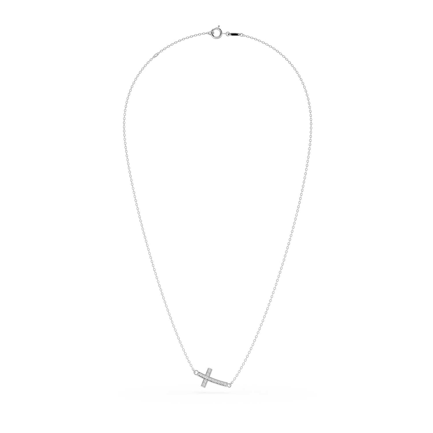 Fehérarany kereszt medálos nyaklánc cirkóniákkal