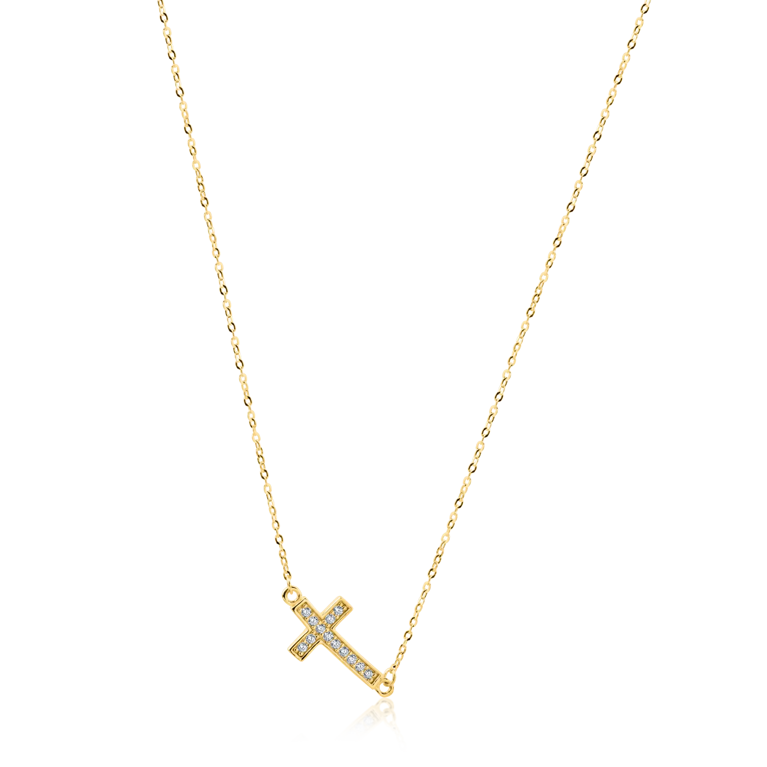 Yellow gold cross pendant necklace