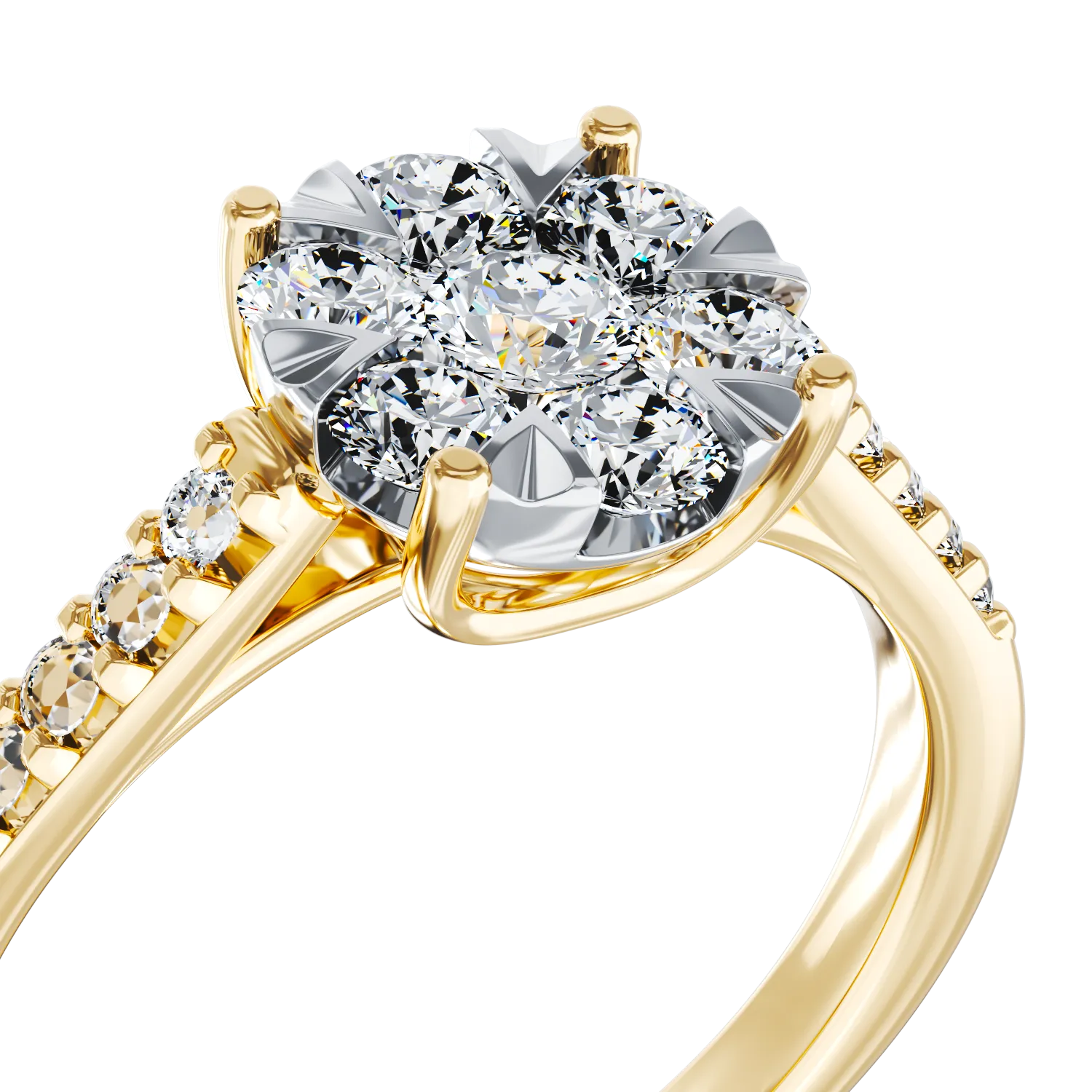 Годежен пръстен от жълто злато с диаманти 0.5кт