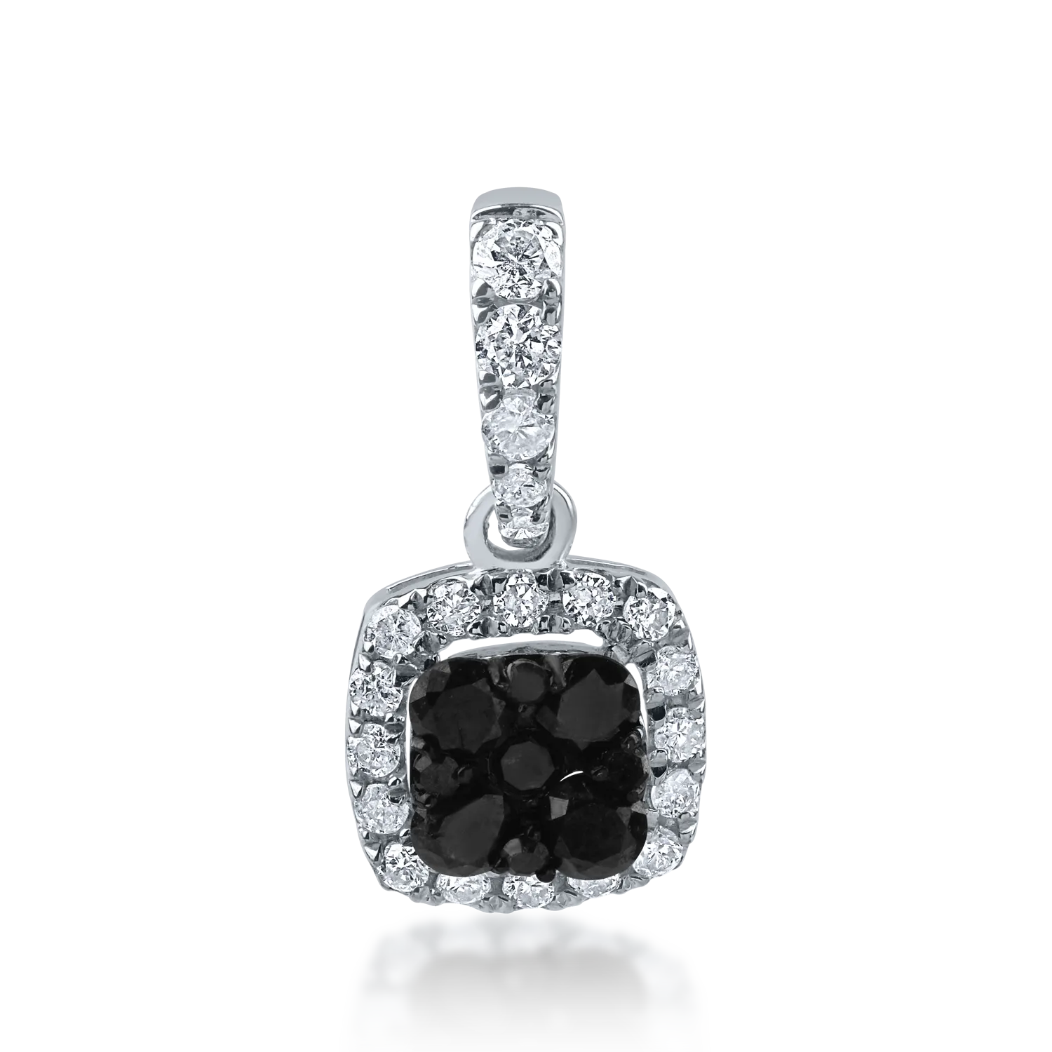 White gold minimalist pendant with 0.158ct black diamonds and 0.072ct clear diamonds