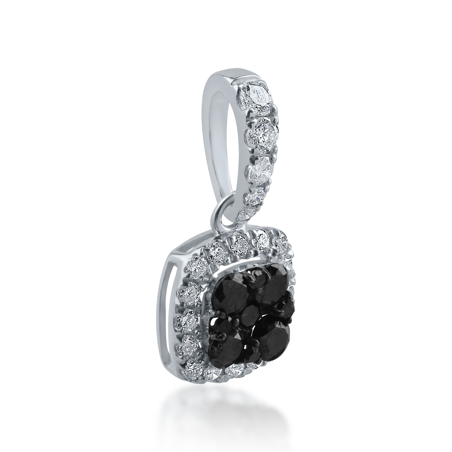 White gold minimalist pendant with 0.158ct black diamonds and 0.072ct clear diamonds