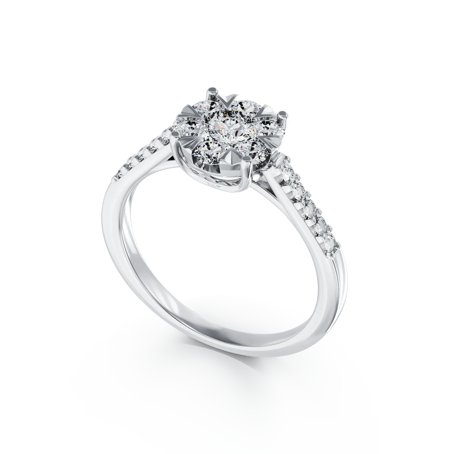 Годежен пръстен от бяло злато с 0.5кт диаманти