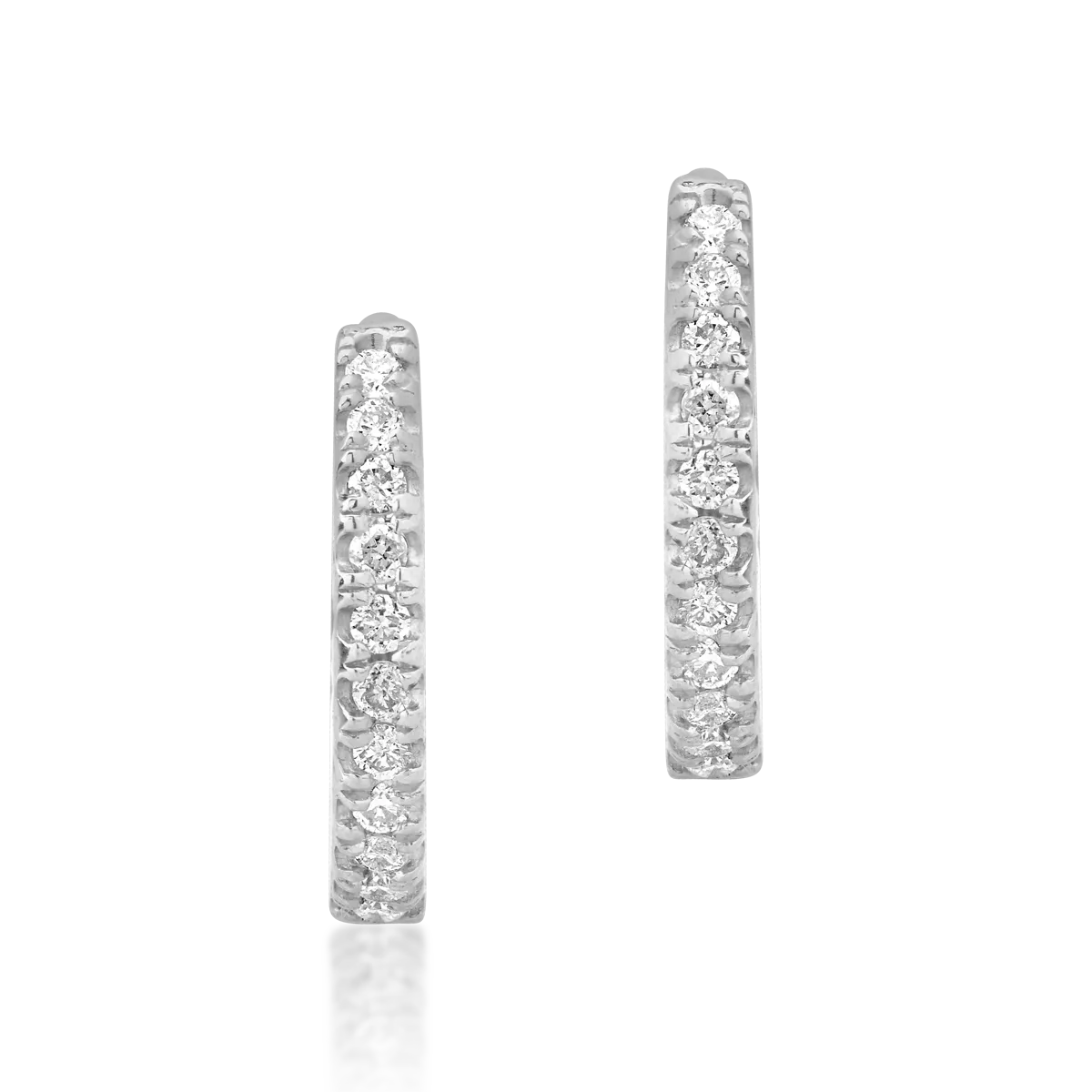 Kolczyki kreolskie z białego złota z diamentami o masie 0.1ct
