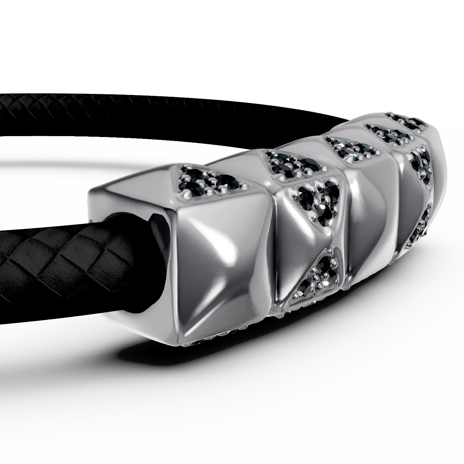 Férfi karkötő fekete zsinórral és ezüst elemekkel