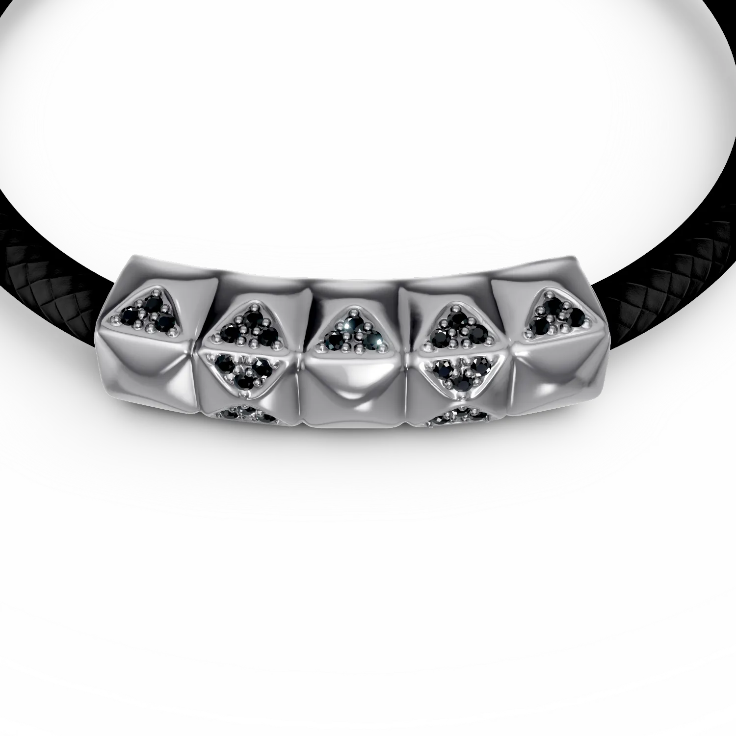 Férfi karkötő fekete zsinórral és ezüst elemekkel