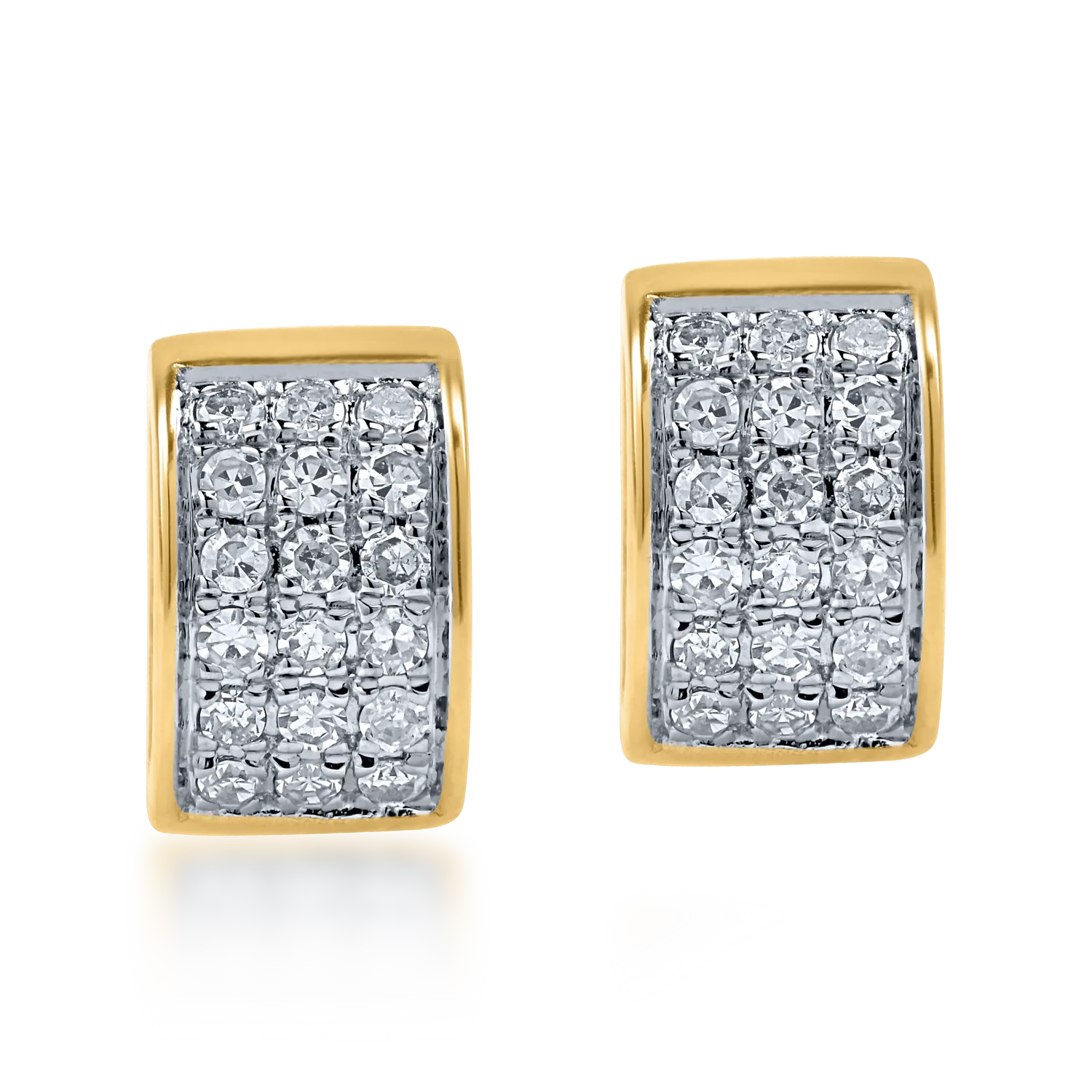 Yellow gold stud earrings with 0.137ct diamonds