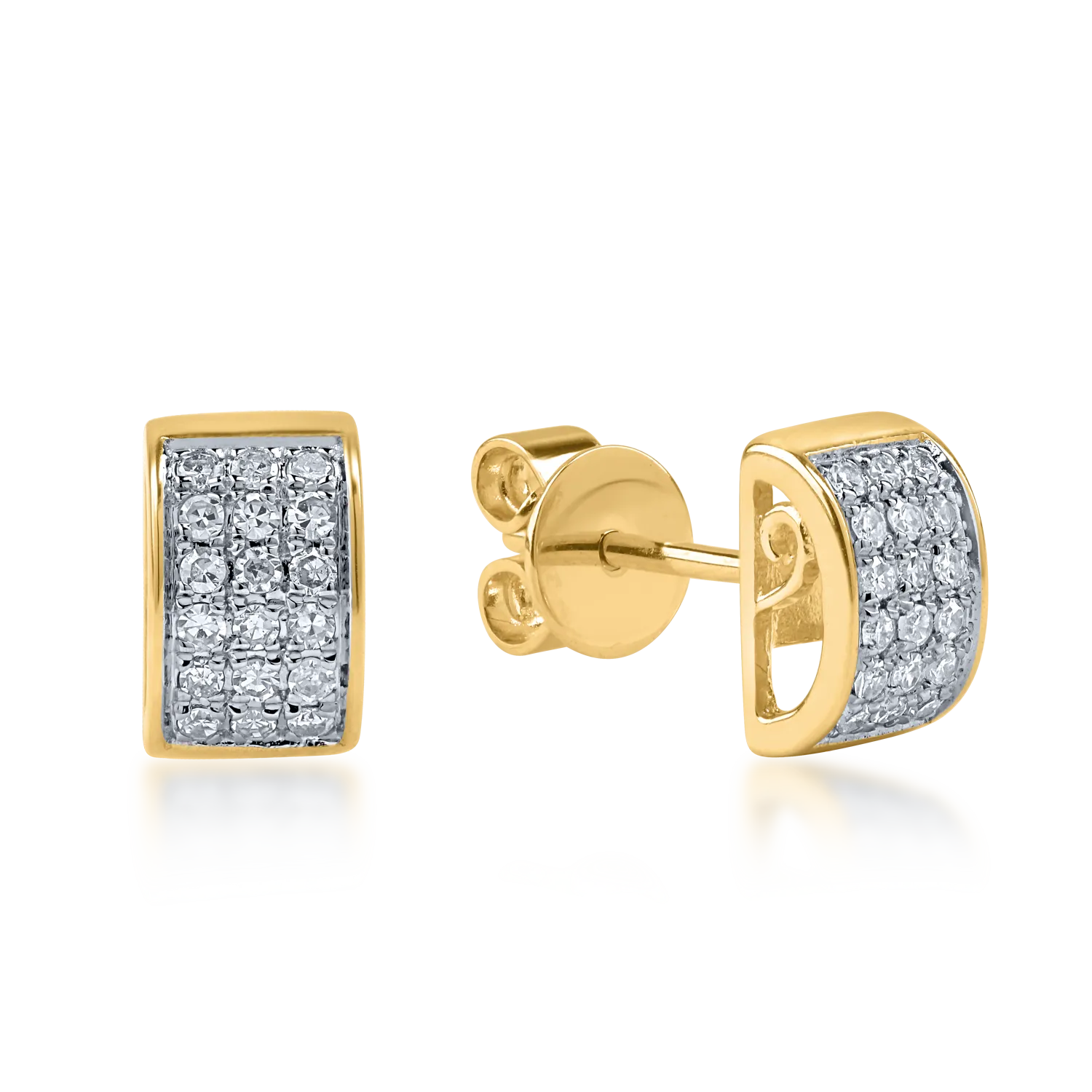 Yellow gold stud earrings with 0.137ct diamonds