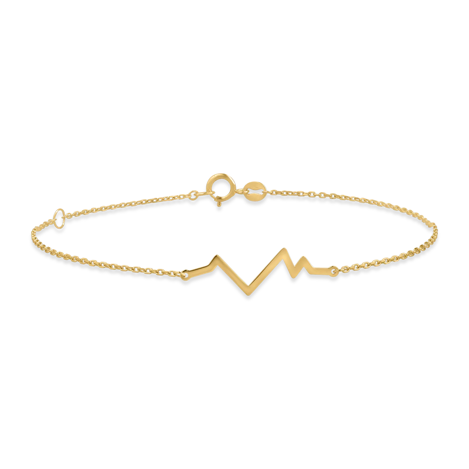 Yellow gold bracelet with heart pulse pendant