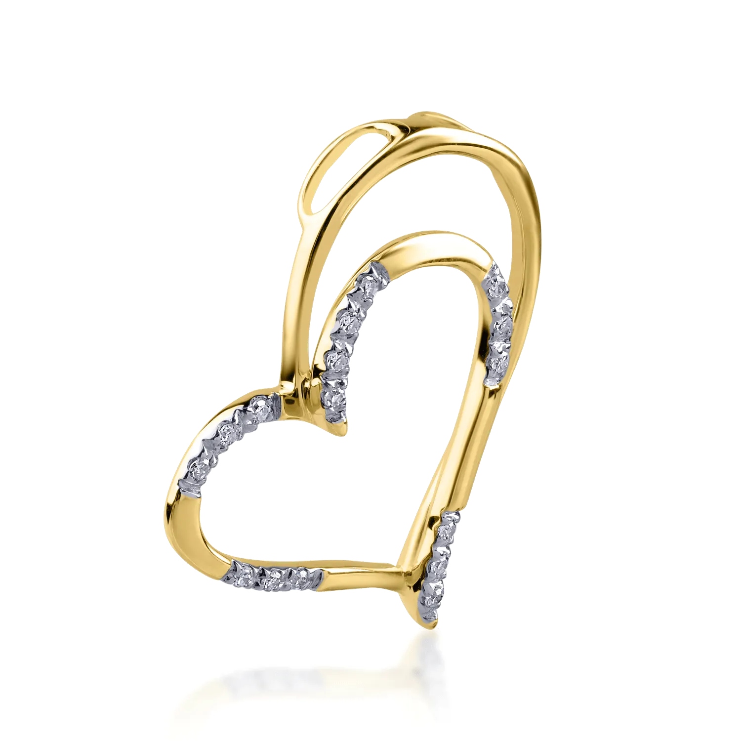 Yellow gold heart pendant with 0.044ct diamonds