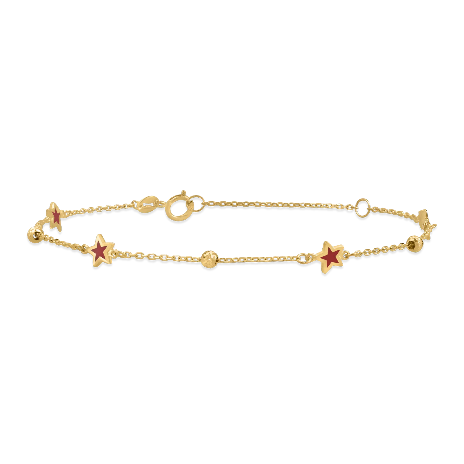 Yellow gold bracelet with beads and star pendants