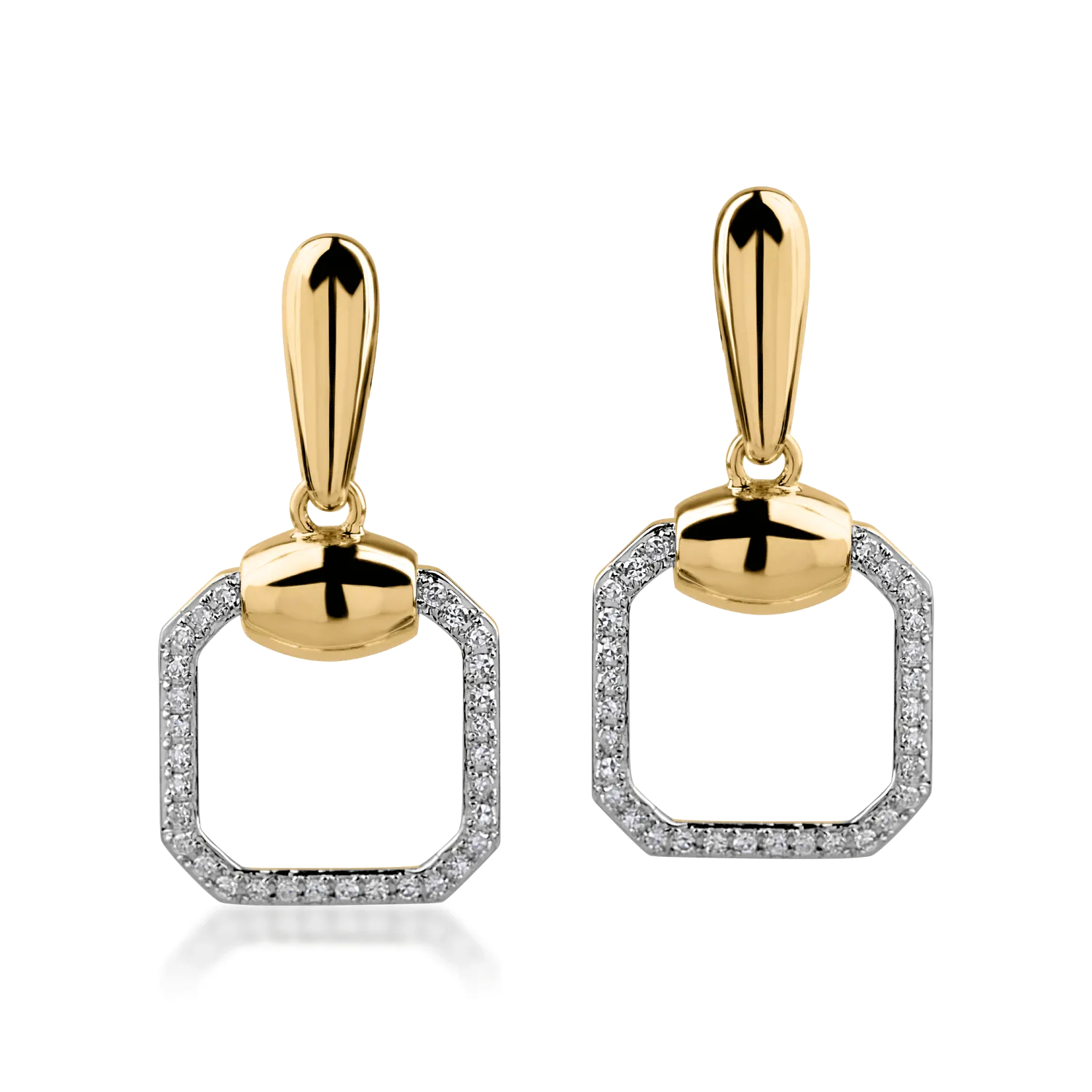 Yellow gold geometric earrings with 0.165ct diamonds