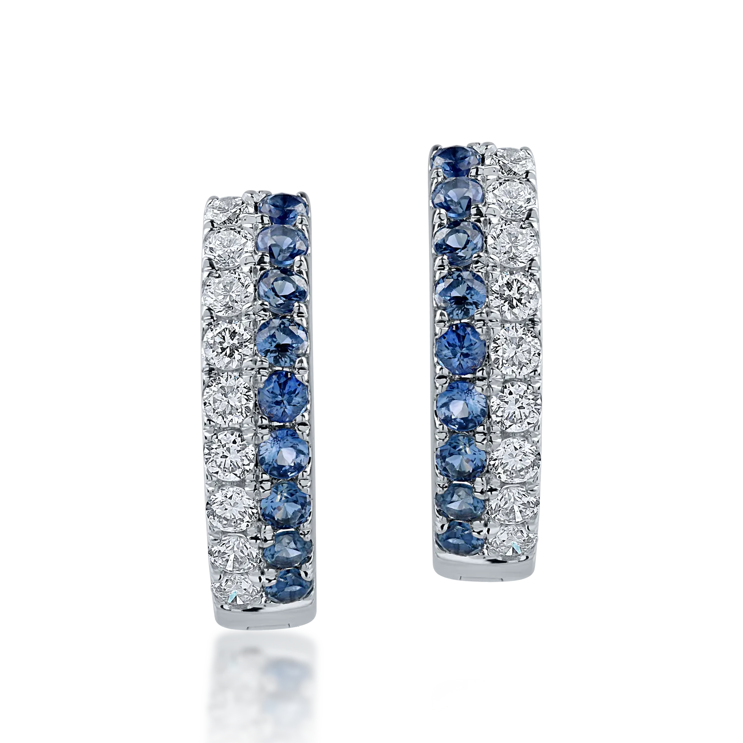 Cercei on-ear din aur alb cu safire de 0.314ct si diamante de 0.211ct-168185
