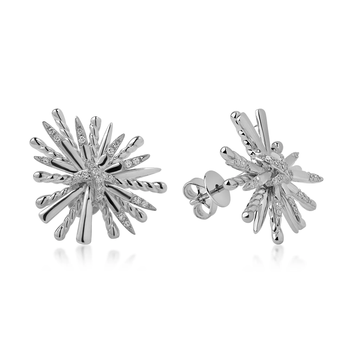 White gold flower earrings with 0.109ct diamonds