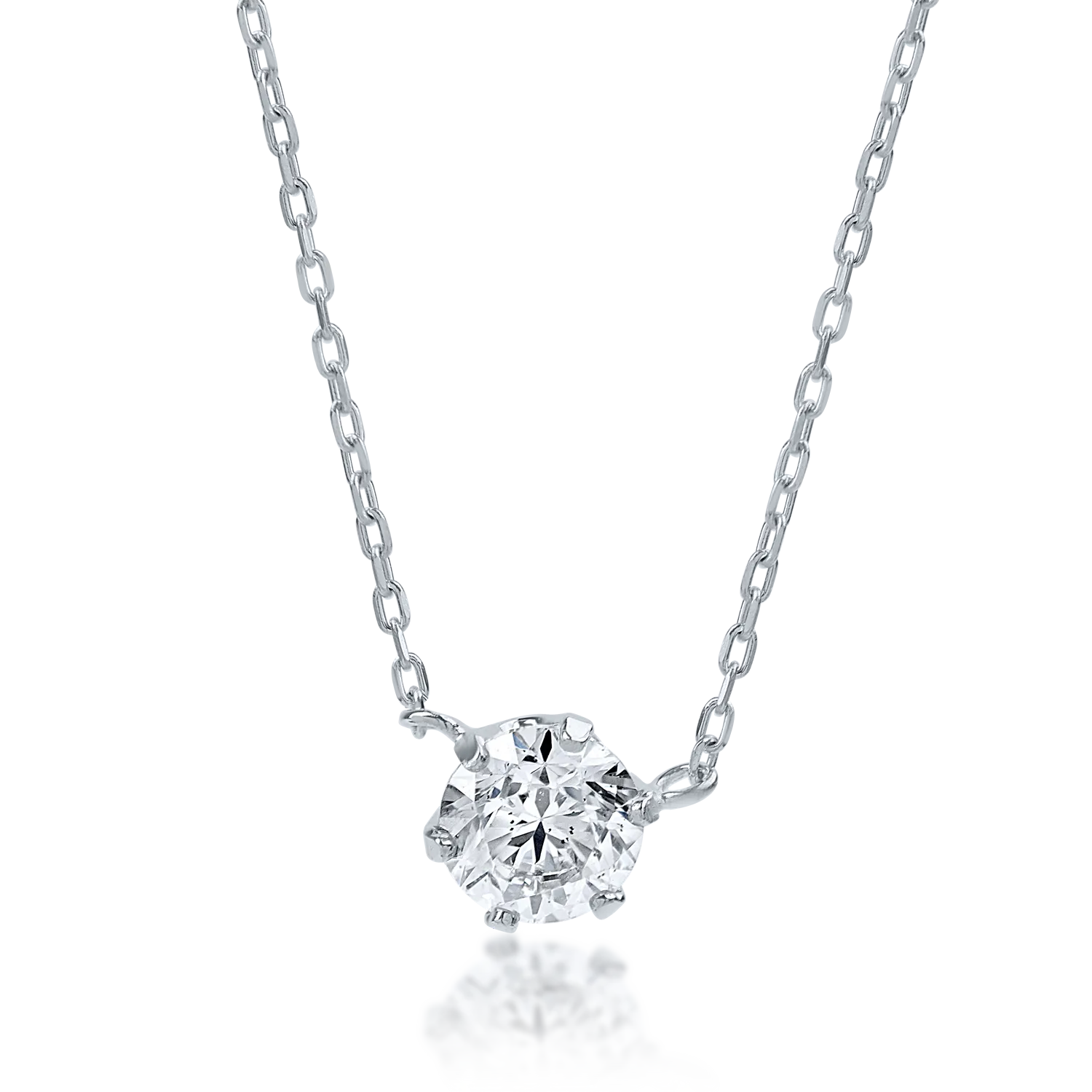 Fehérarany minimalista medál nyaklánc 0.16ct gyémántokkal