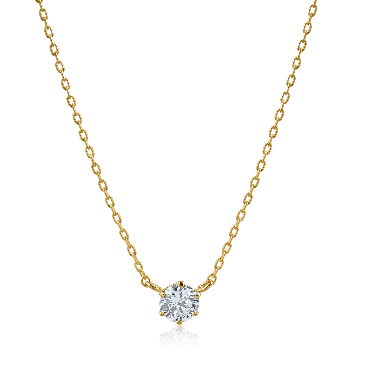 Sárga arany minimalista medál nyaklánc 0.16ct gyémántokkal