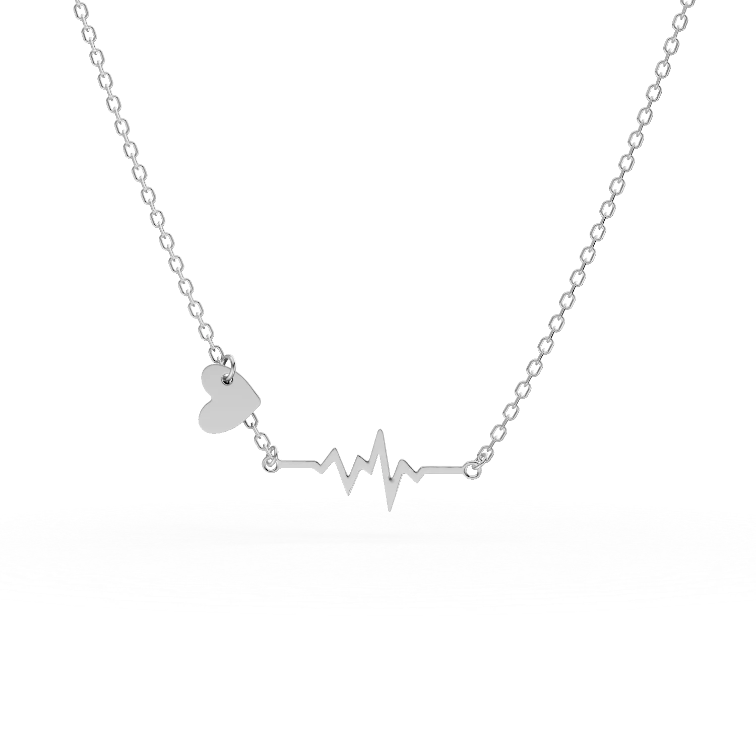 Верижка от бяло злато с висулки с пулс и сърце-184379