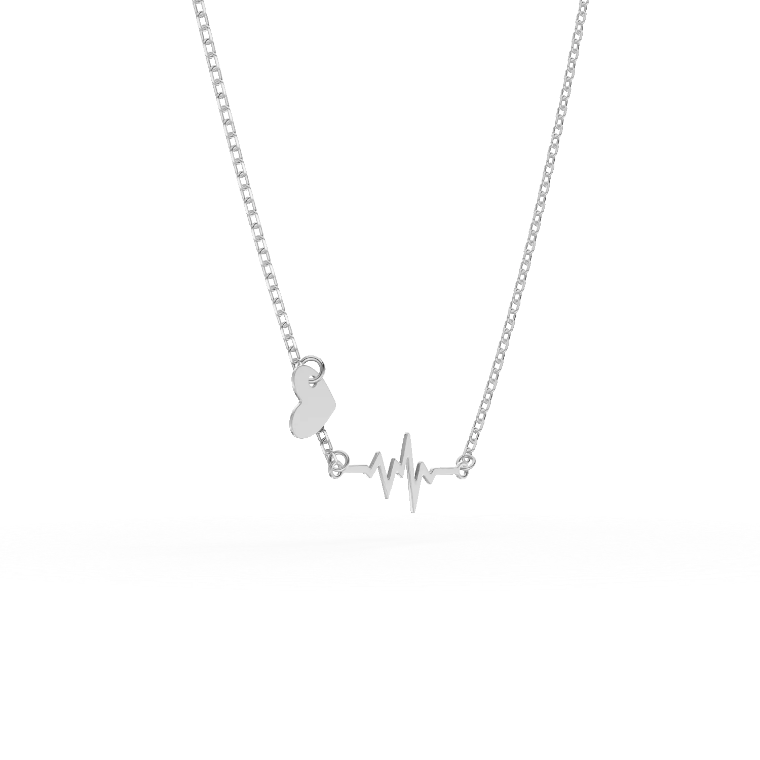 Верижка от бяло злато с висулки с пулс и сърце