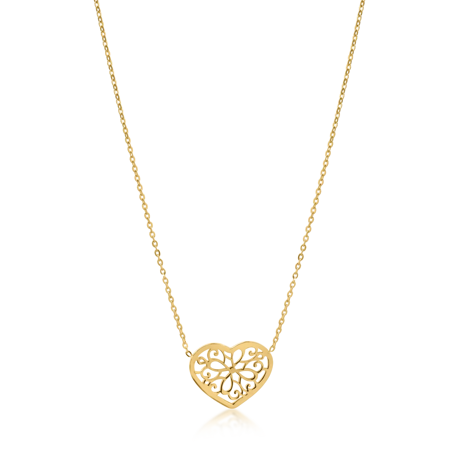 Łańcuszek z żółtego złota z zawieszką w kształcie serca