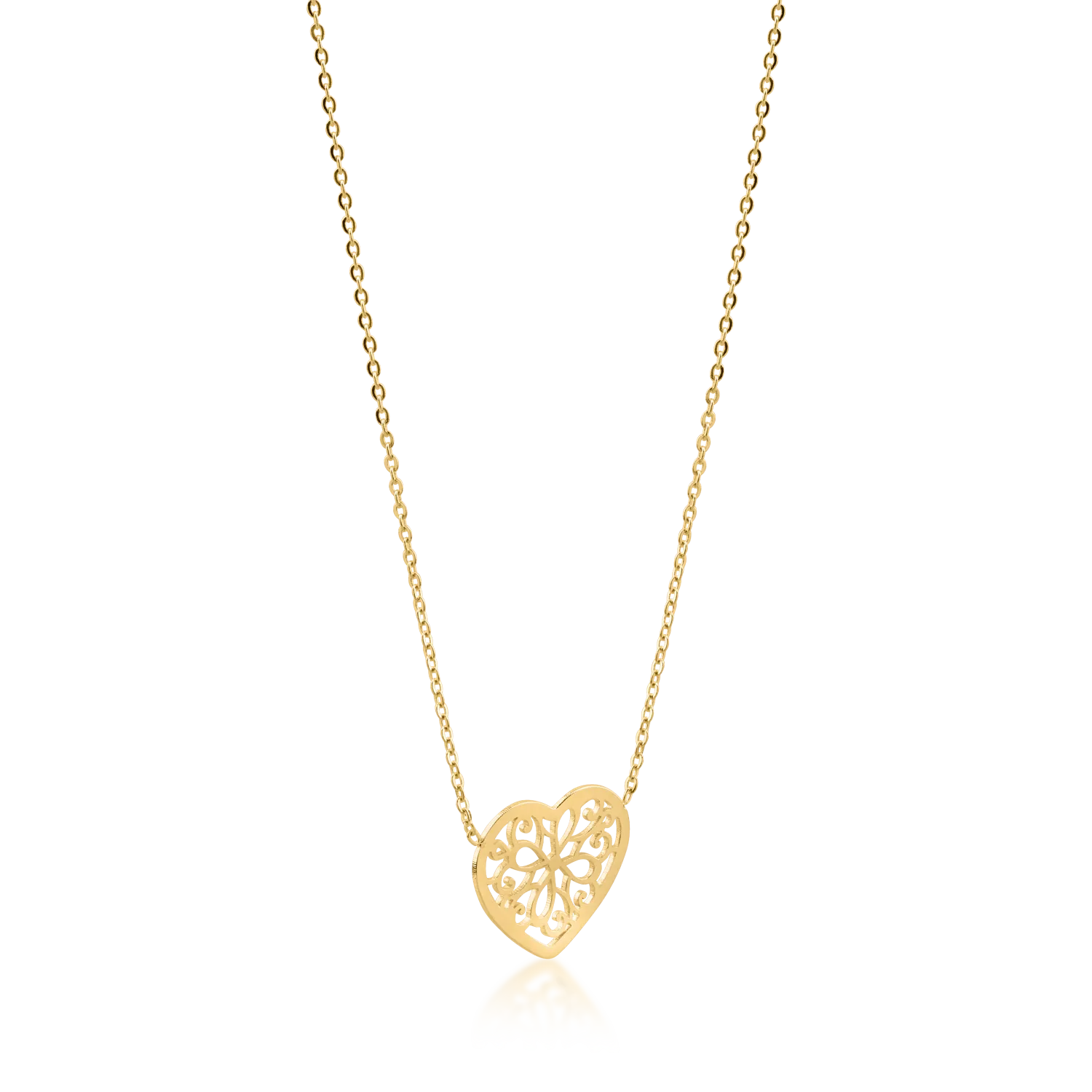 Yellow gold chain with heart pendant