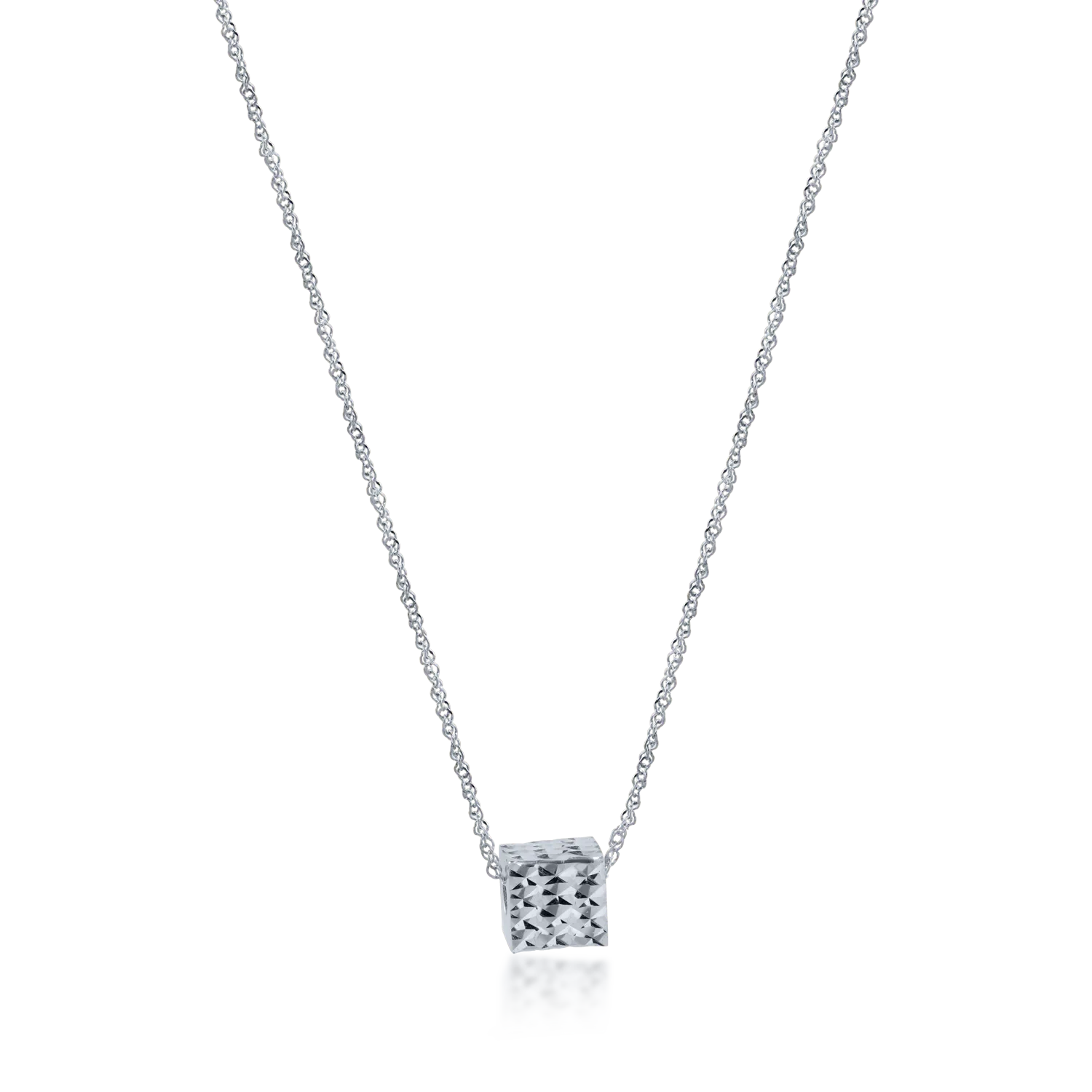 White gold chain with cubic pendant