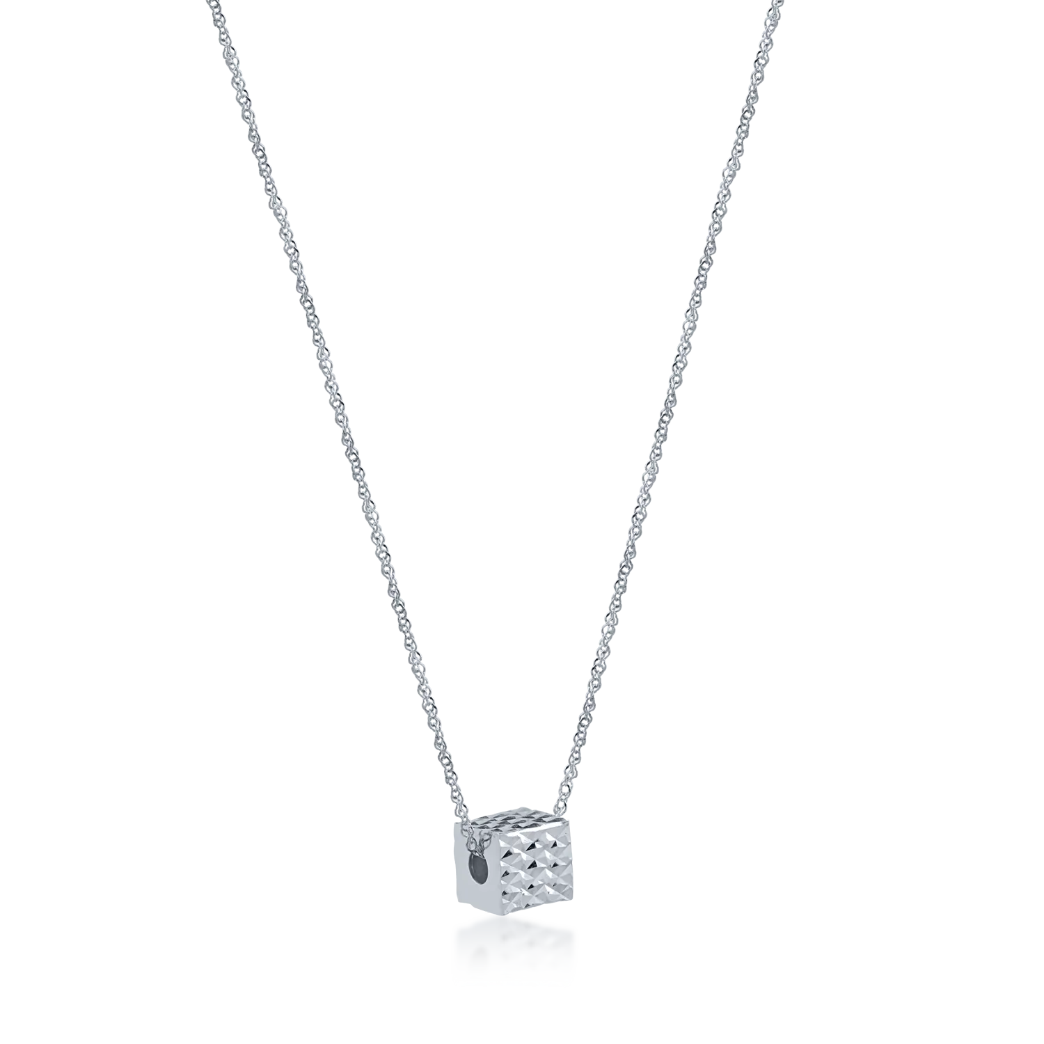 White gold chain with cubic pendant