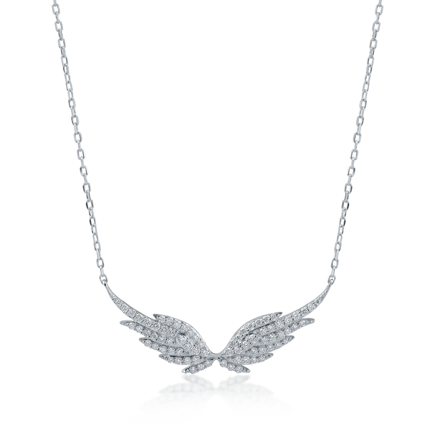 White gold wing pendant necklace with 0.37ct diamonds