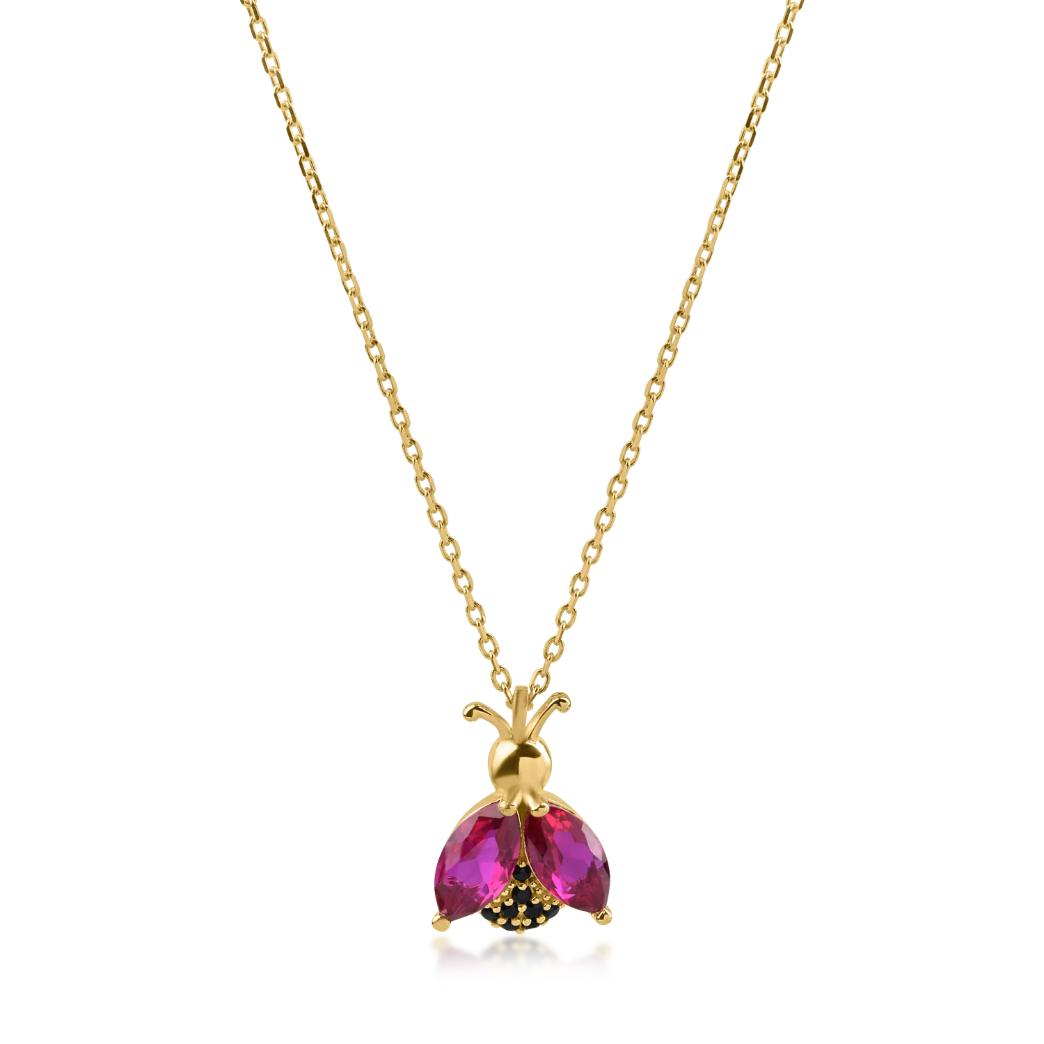 Yellow gold ladybug pendant chain