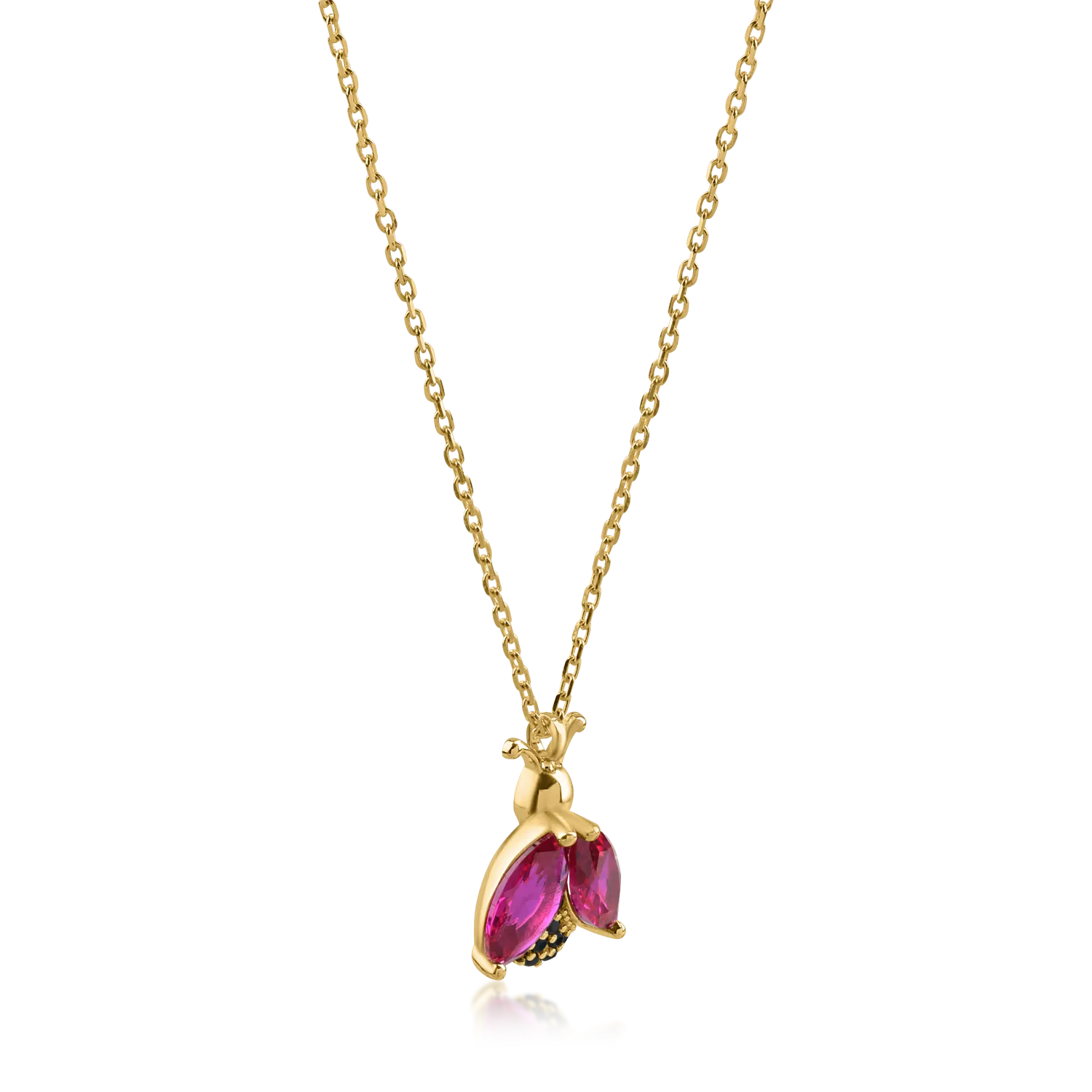 Yellow gold ladybug pendant chain