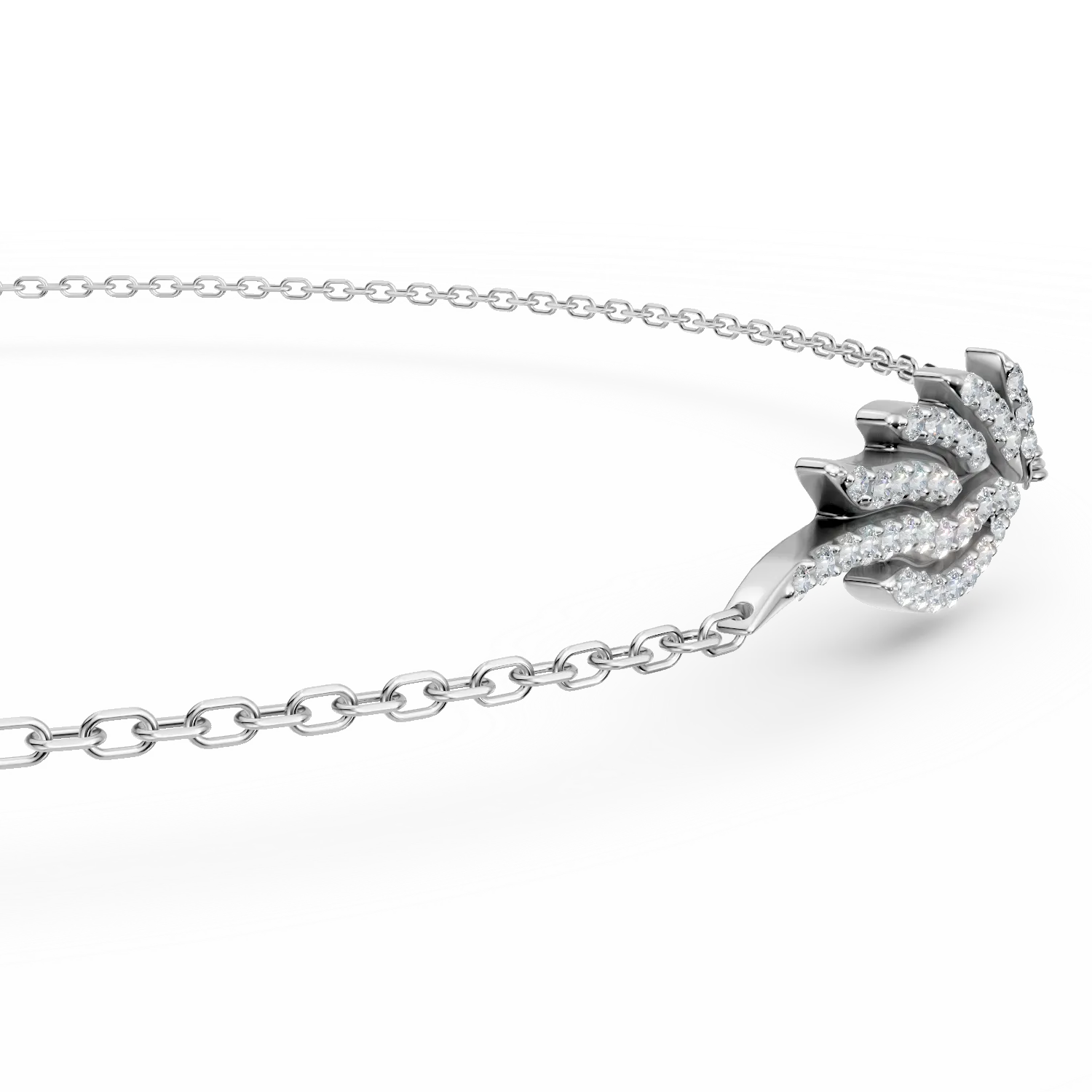 White gold wing pendant bracelet with 0.2ct diamonds