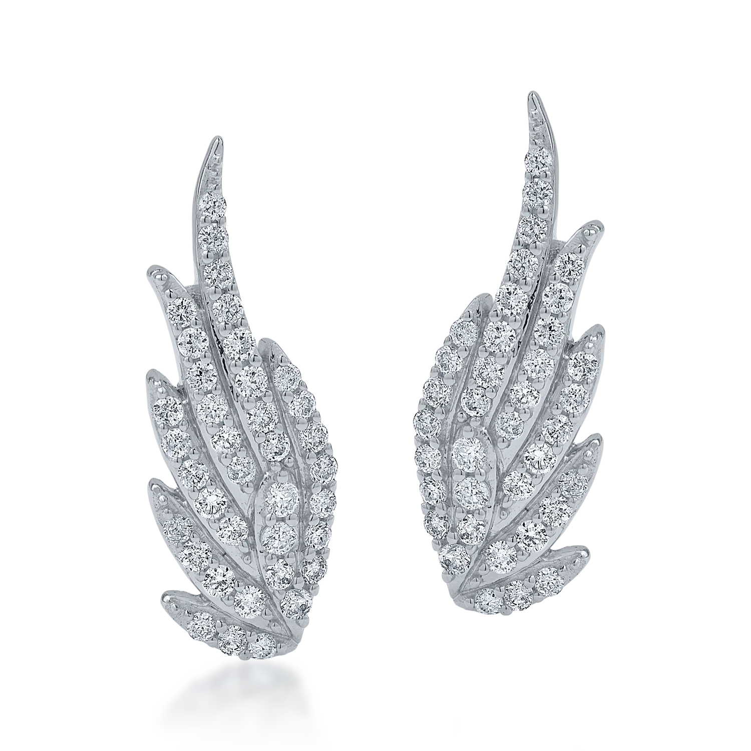 Kolczyki w kształcie skrzydła z białego złota z diamentami o masie 0.4ct