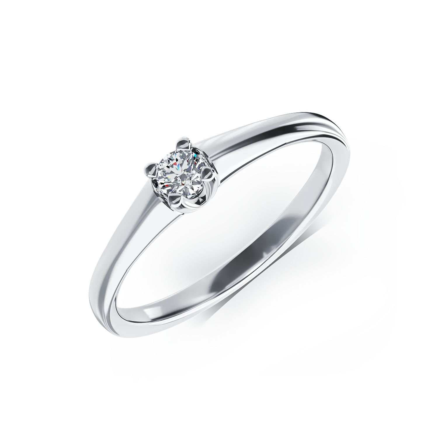 Pierścionek zaręczynowy z białego złota z diamentem typu pasjans o masie 0.1ct
