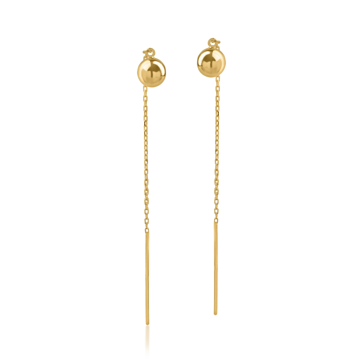 Yellow gold earrings with beads