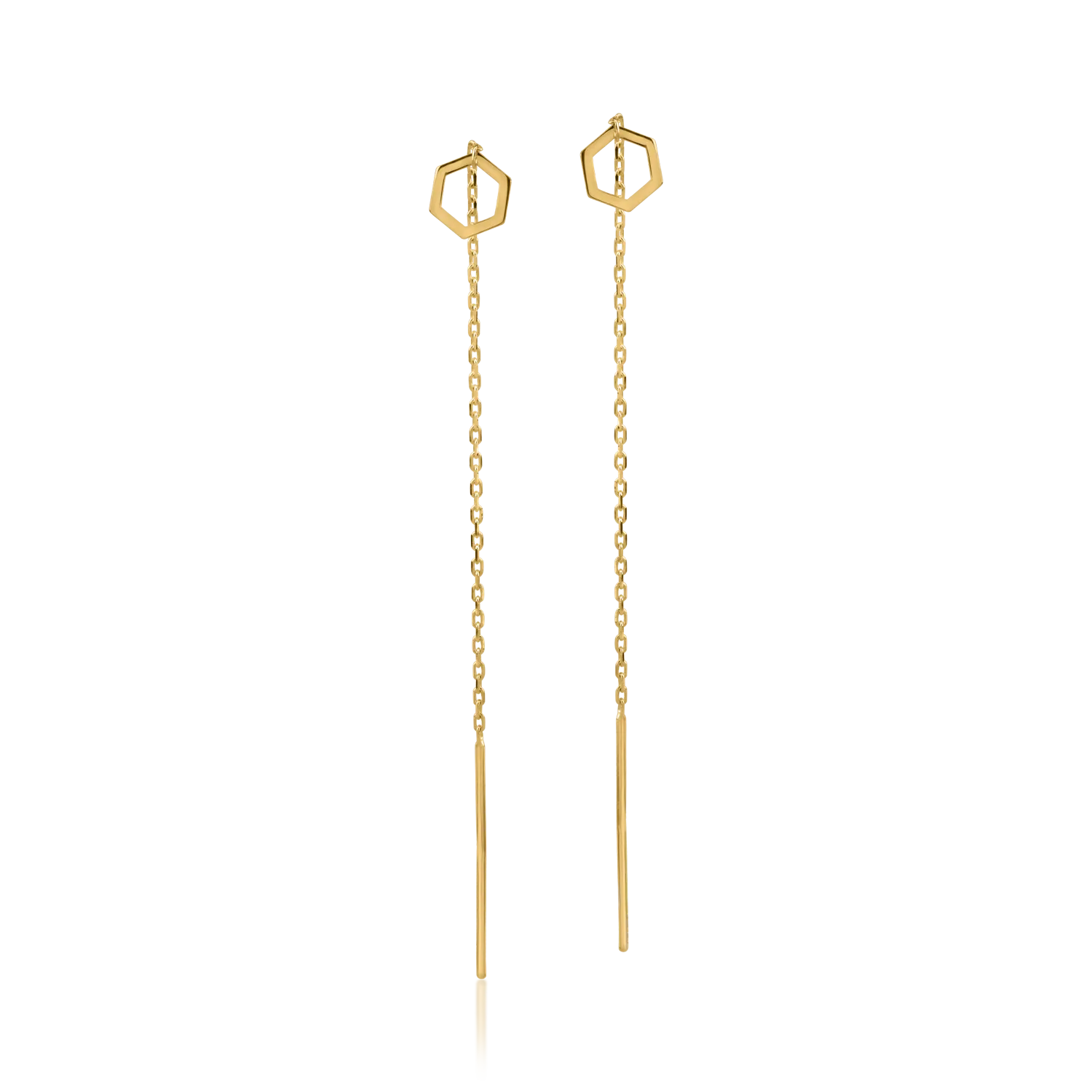 Yellow gold long earrings