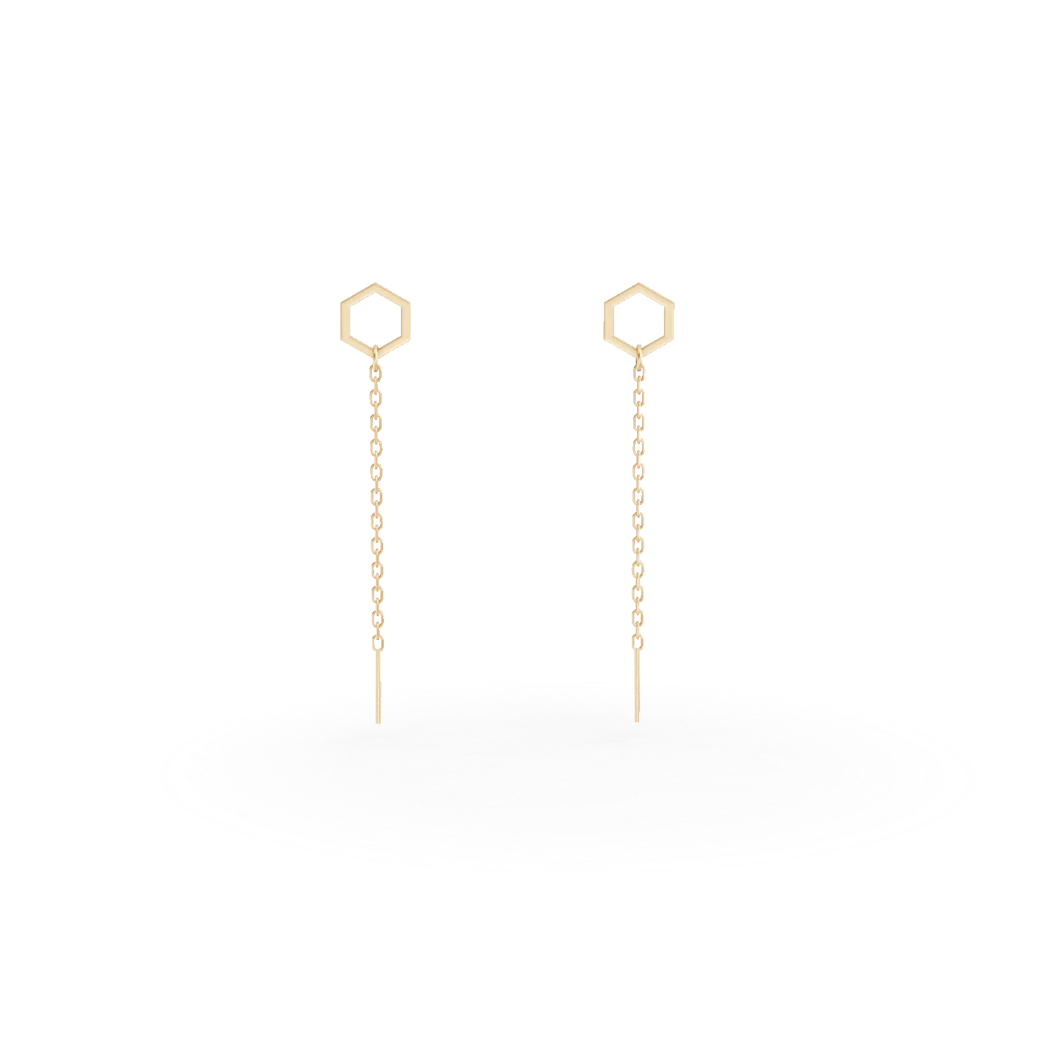 Yellow gold long earrings