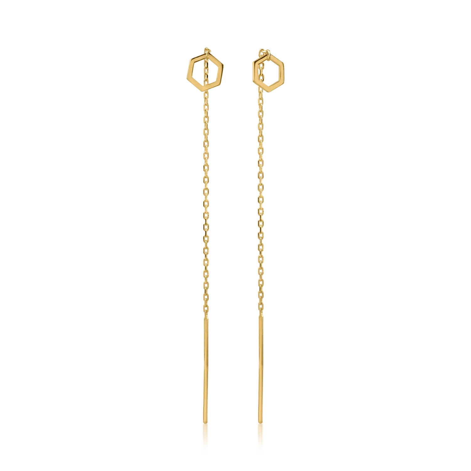 Yellow gold long earrings