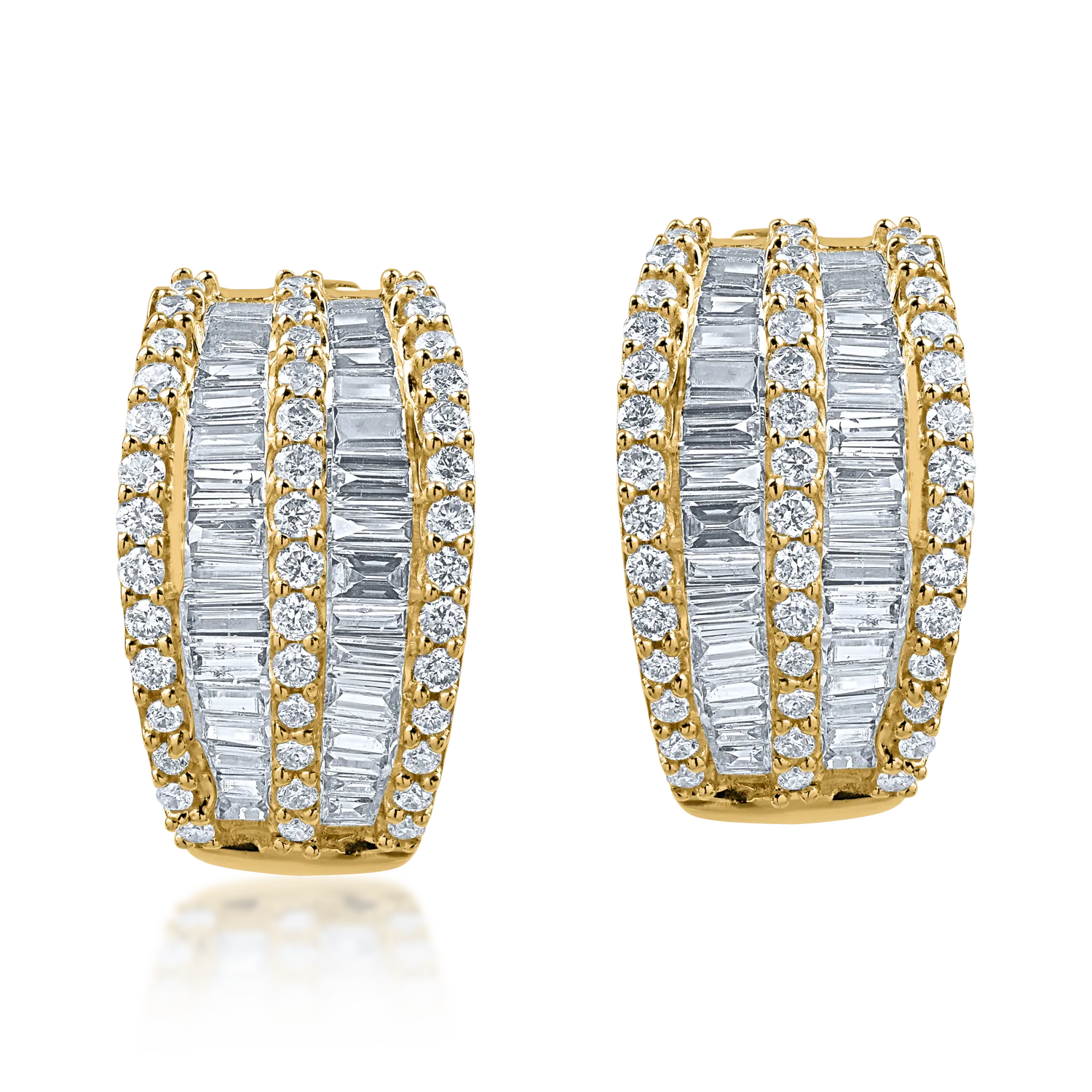 Cercei on-ear din aur galben cu diamante de 1ct