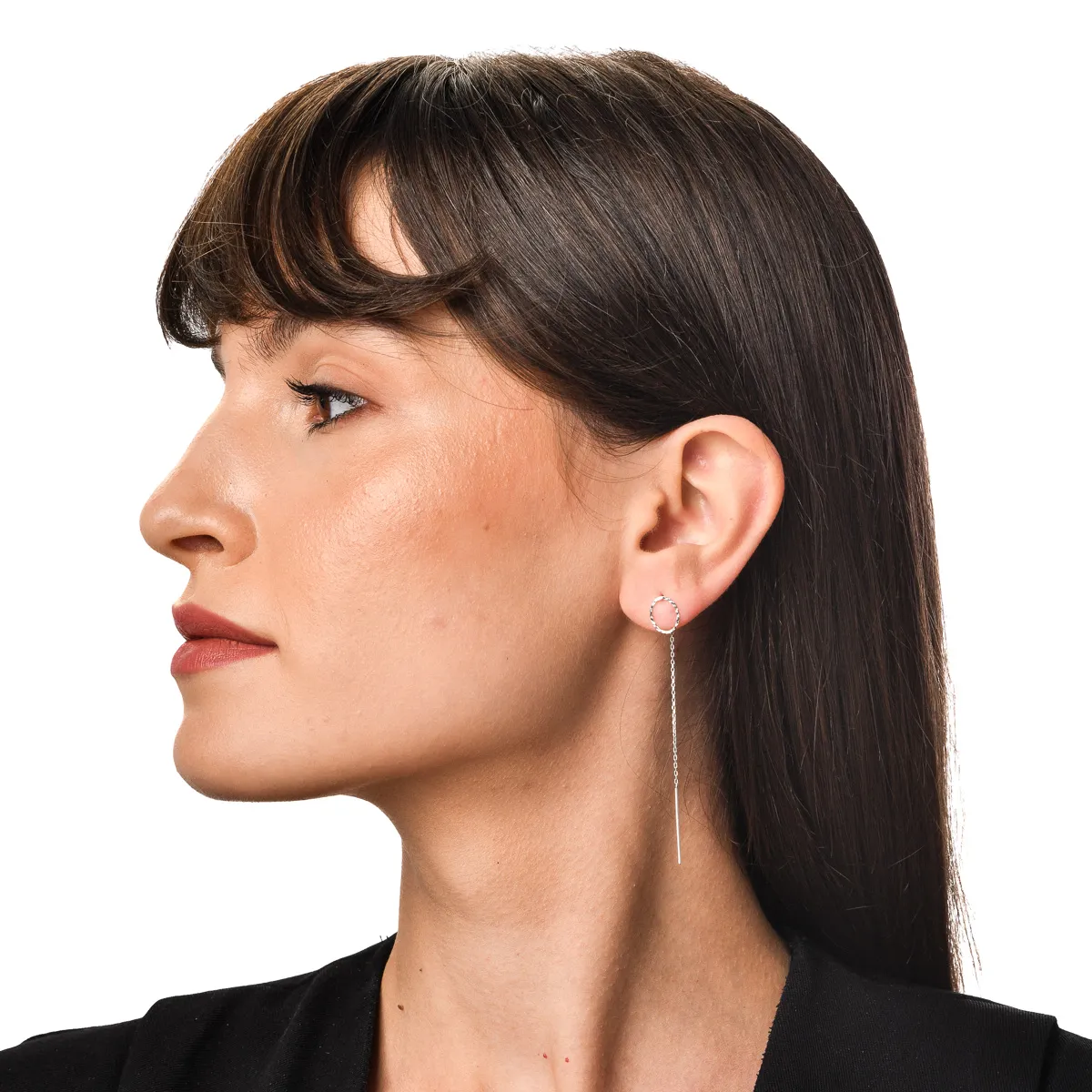 White gold oval earrings