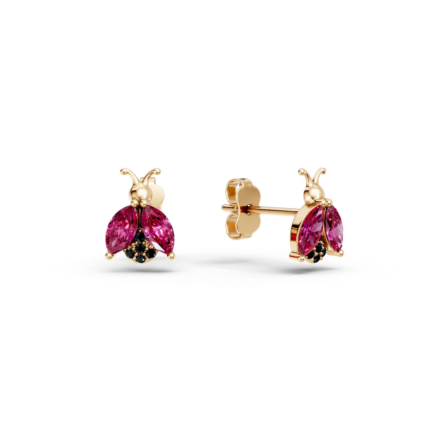 Cercei buburuze din aur galben