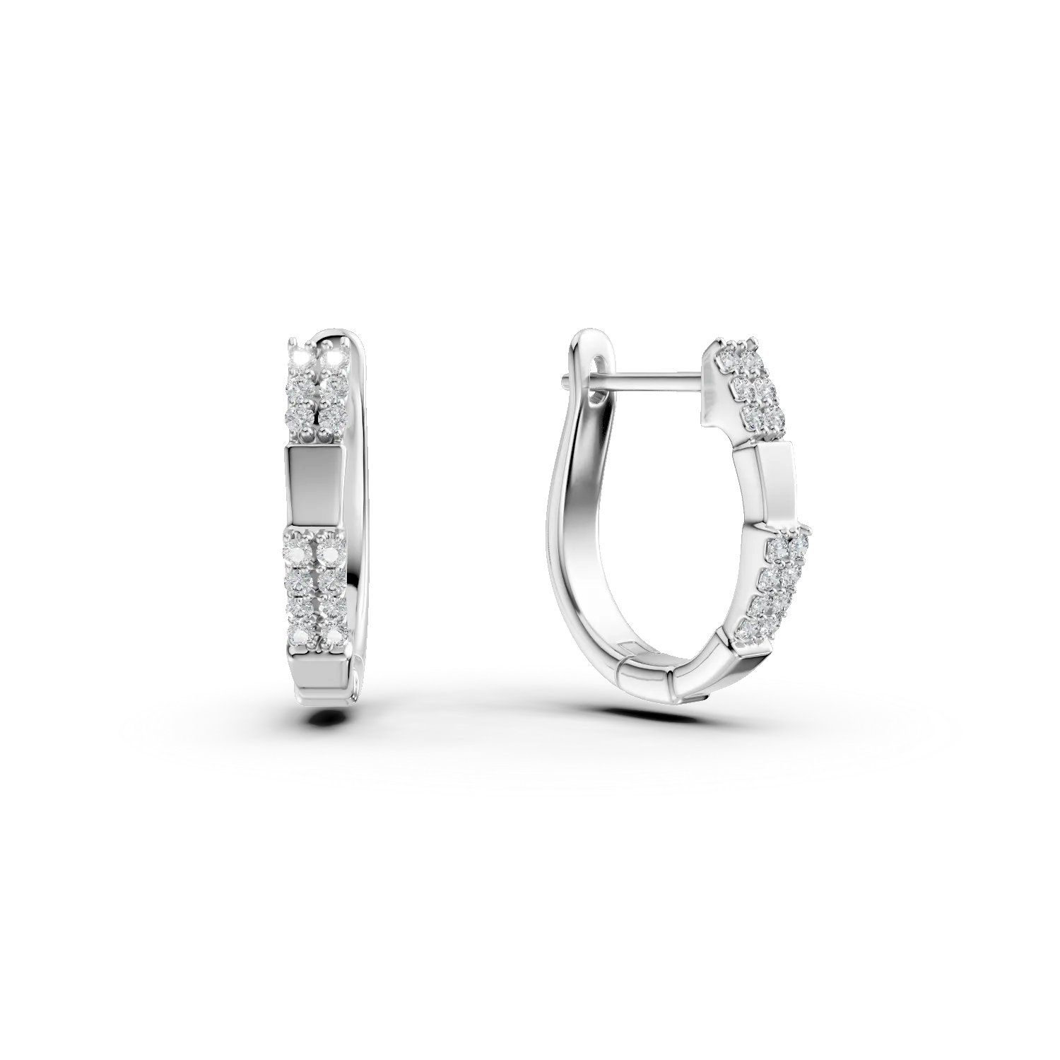 Cercei on-ear din aur alb cu diamante de 0.17ct