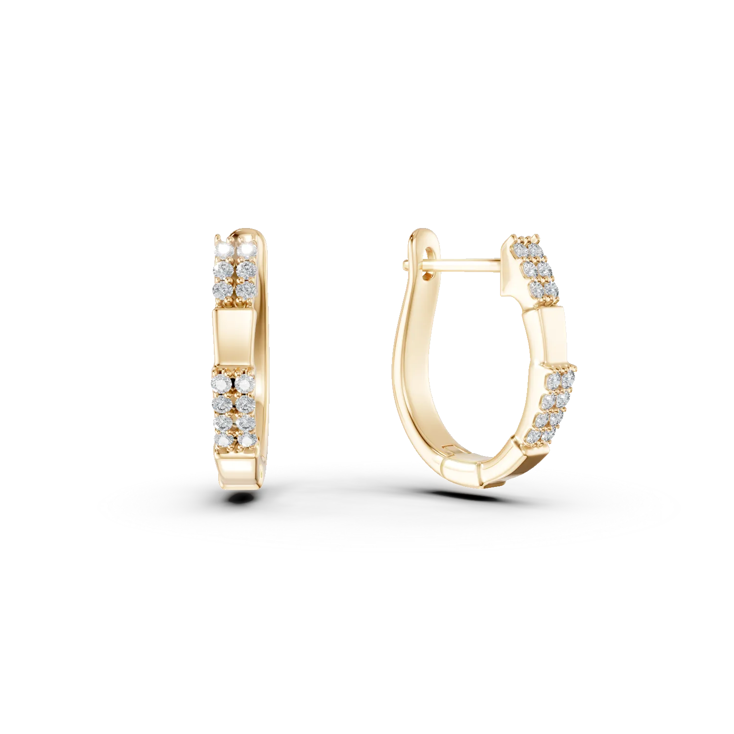 Kolczyki nauszne z żółtego złota z diamentami o masie 0.17ct