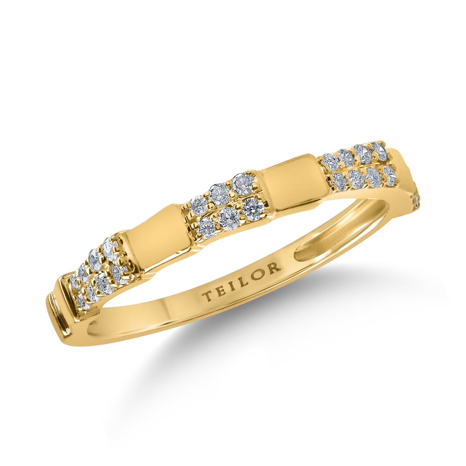 Sárga arany gyűrű 0.17ct gyémántokkal