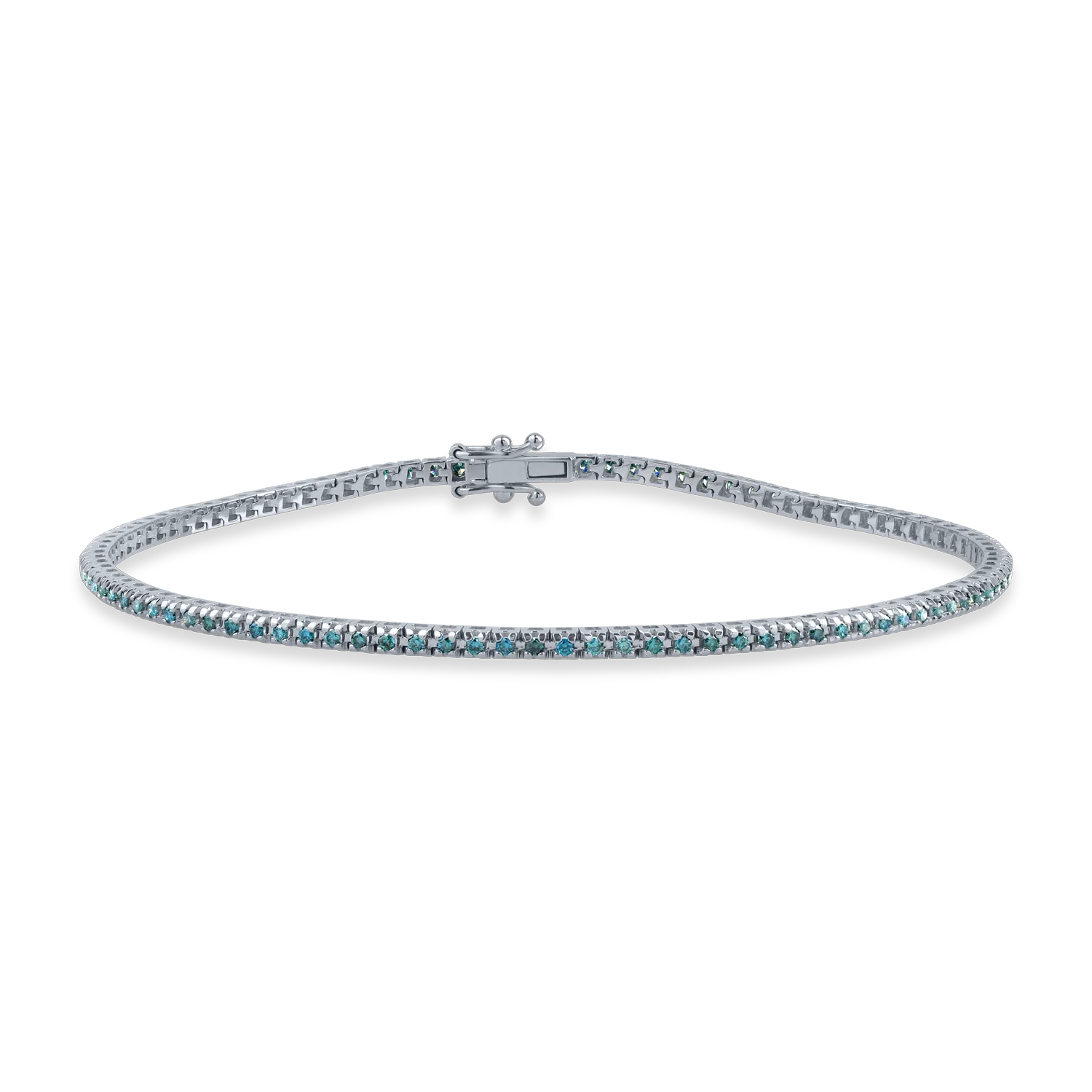 White gold tennis bracelet with 0.8ct blue diamonds