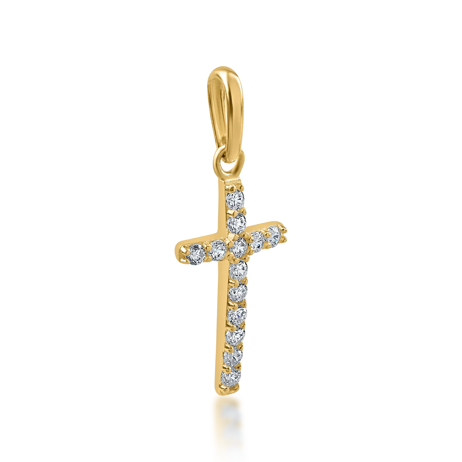 Висулка кръст от жълто злато с микровтвърден цирконий