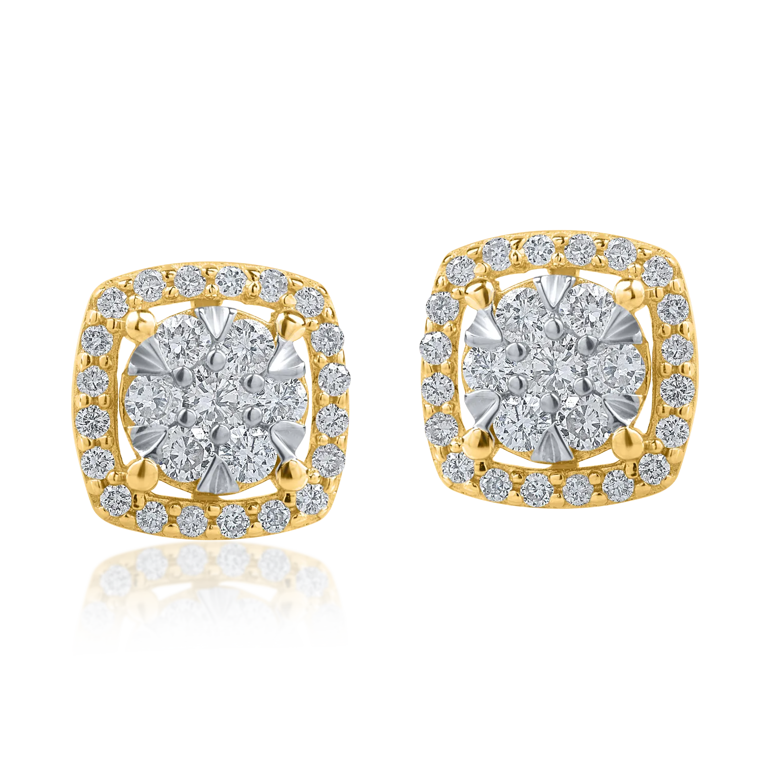 Geometryczne kolczyki z żółtego złota z diamentami o masie 0.4ct