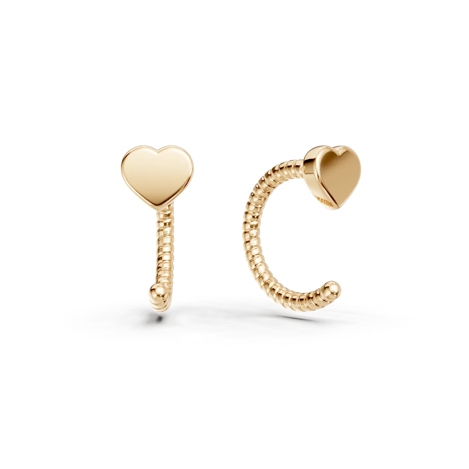 Ear cuffs cu inimioara din aur galben - 1 | YEO