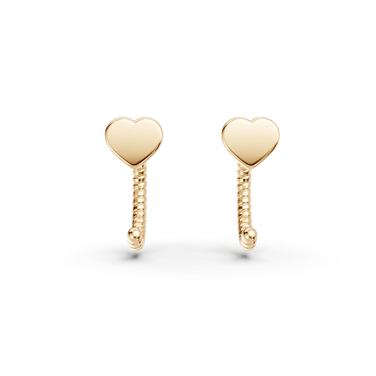 Cercei ear cuffs cu inimioara din aur galben
