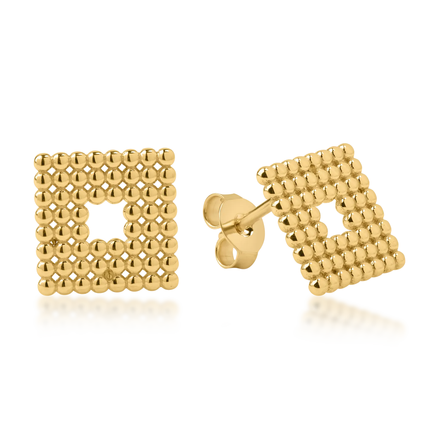 Kwadratowe kolczyki z żółtego złota